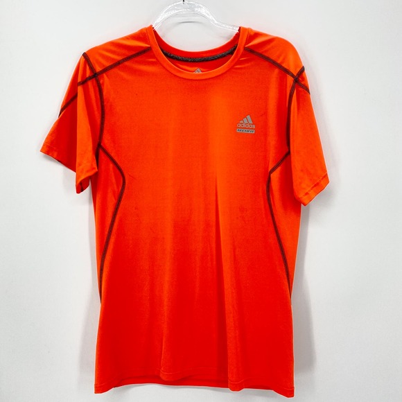ADIDAS Bright Shirt Mens Size Hi Visibility Climalite Technical Short Sleeve Top - Picture 1 of 6
